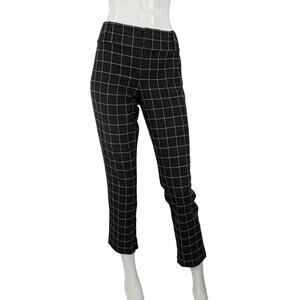 Alice + Olivia Women's Stacey slim ankle Pants Black Grid Check Size 8
